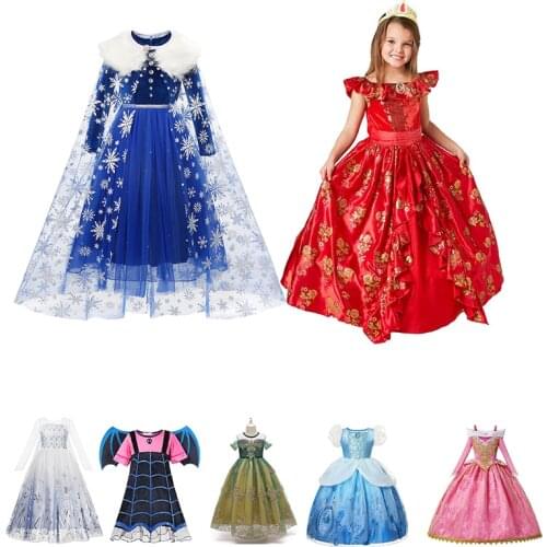 Elsa Girls Princess Dress Halloween Costume Children Christmas Party Dress Anna Kids Birthday Girl Vestidos Girls Clothing