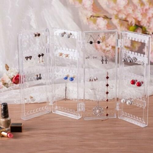 Transparent Earrings Necklace Storage Display Rack Jewelry Storage Display Rack Acrylic Folding Earrings Storage Rack A5KE