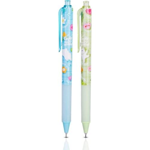Cute Gel Pens Black ink 2PCS/Lot Superior tip smooth writings School Office Writing Supplies Retractable Gel Ink Pen Writing