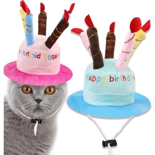 Dog Hat Pet Cat Hat with Birthday Cake Cap Candle Gift Design Birthday Party Costume Headdress Baby Accessories Free shipping