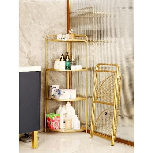 Folding Bathroom Accessories Shelf Organizer Floor Type Metal Multilayer Toilet Corner Shelf Kitchen Storage Bathroom Shelves