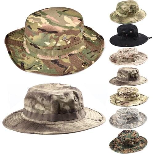 US Army Tactical Boonie Hat Military Men Camo Cap Paintball Airsoft Sniper Bucket Caps Hunting Fishing Outdoor Sun Hats