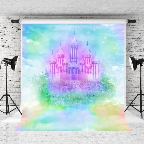 VinylBDS Photography Backdrops Cartoon Castle Photography Studio Backgrounds Hazy Color Cartoon Castle Background Backdrop