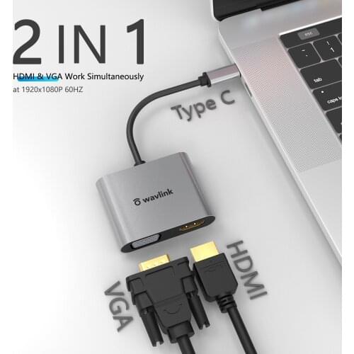 Wavlink USB C 4K Type C to VGA Adapter USB3.1 HDMI-Compatible Hub Converter For MacBook Pro Samsung S9 Mate 10 Galaxy S20 iMac