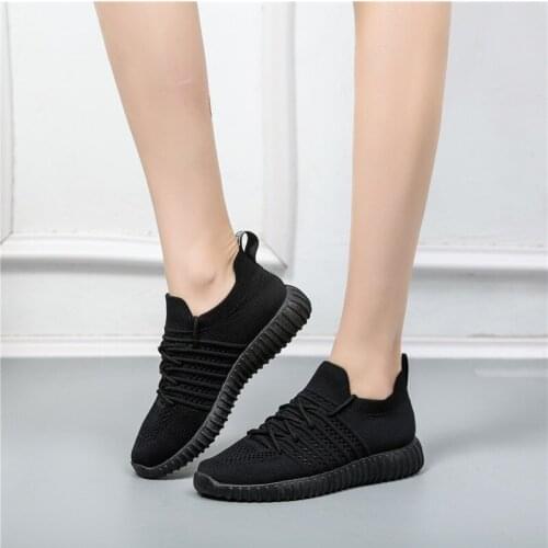 Woman Sneakers Fashion Sport Lace-Up Mesh Flats Ladies Running Shoes Casual Females Comfortable Socks Shoes New 2019 Summer