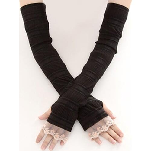 Womens Summer Sun Protection Sleeves Mesh Lace UV Thin Long-Sleeved Bike Breathable Cycling Gloves Driving Arm Warmers Sleeves