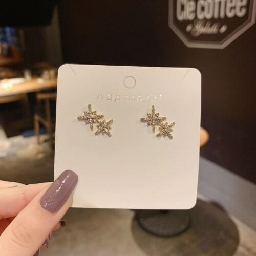 Star Zircon Super Flash Ins Female Simple and Compact Internet Celebrity Earrings 925 Silver Needle Trend Jewelry for Girls