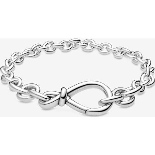 Genuine Chunky Infinity Knot Chain Bracelet 925 Sterling Silver Bracelets For Women DIY Fine Jewelry bracelet femme 2020 New
