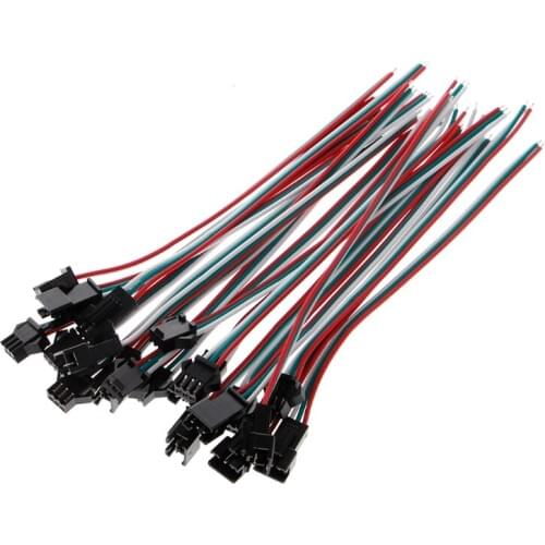 10 Pairs 3 Pin JST SM Male Female Plug Connector Cable For WS2812B WS2812 WS2811 LED Strip Lamp