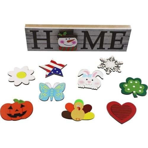 10Pcs Home Decoration Seasonal Decoration Country Cottage Holiday Decoration Signs Double Printing Wooden Household Signs JU0280