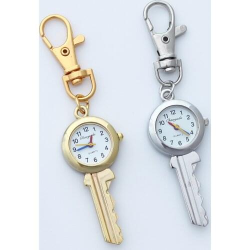 10pcs/Lot, Mixed Fashion Brand New Fashion Crystal Key Pocket Pendant Key Ring Chain Quartz Dress Watch Children Watches