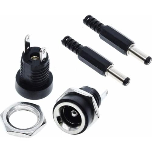 10PCS 5Pair DC Power Connector pin 2.1x5.5mm Female Plug Jack + Male Plug Jack Socket Adapter DC-022B