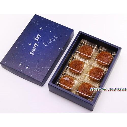 100pcs/lot Blue sky Moon cake box Chocolate Box For Cake Chocolate Muffin Biscuits Wedding Sweet Present Boxes Design
