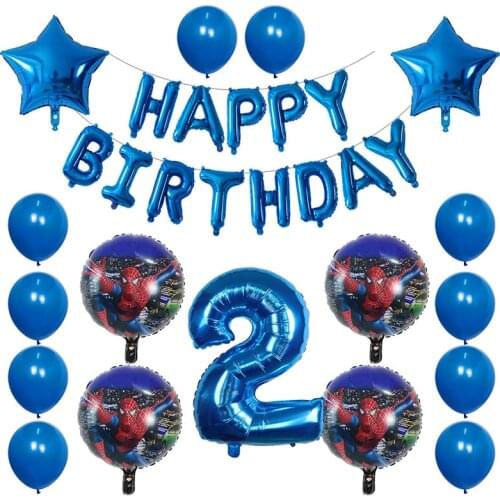 30pcs Spiderman Hero Foil Balloons 1 2 3 4 5 6 7 8 9st Super Birthday Party Decorations 30inch Red Blue Number Balloon Kids Toys