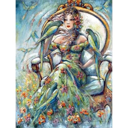 5d diy Diamond Painting birds With Girl full diamond Embroidery flowers 3d Cross stitch rhinestone moaic painting Home Decor
