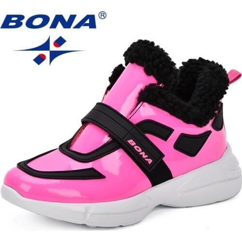 BONA Children Fashion Boots PU Leather Jogging Boots Winter Kids Snow Boots Comfortable Shoes Popular Trendy Girls Ankle Boots