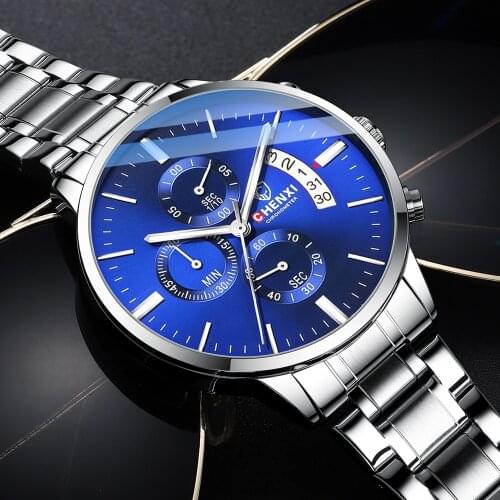 CHENXI Mens Watches New Stainless Steel Waterproof Top Luxury Brand Quartz Sport Watch Men Date Chronograph Relogio Masculino
