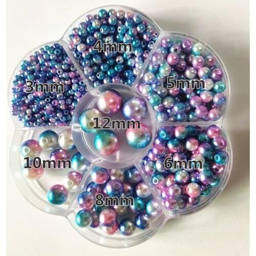 Silver straight holes round pearl beads 3/4/6/8/10/12mm Round Plastic Acrylic Spacer Bead for DIY Jewelry Making Accessories