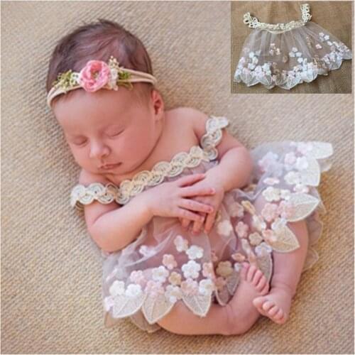 2019 New DIY Newborn Photography Props Accessories Headband and Lace Romper Baby Girl Clothes Flower Headwear Shooting Poser