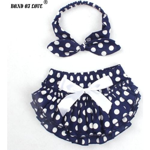 Baby Bloomers And Headband Set Baby Girl Diaper Cover Bloomer Toddler Cotton Polka Dots Ruffle Panties Baby Clothing YC028