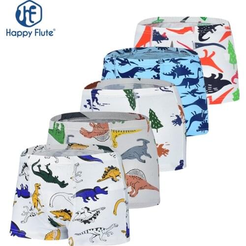 Happyflute 4 Sizes Kids Underwear New Boys' Cotton Cartoon baby Dinosaur Print Reusable Washable Cloth Shorts