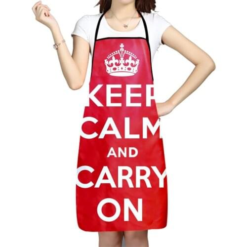 Keep Calm And Carry Art Apron Kitchen Aprons For Women Men Bibs Household Cleaning Pinafore Home Cooking Apron For Manicure