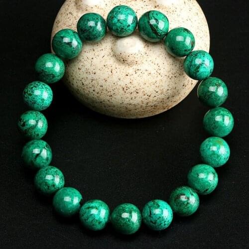 8" Natural Green Phoenix Stone Stretch Bracelet 8-14mm