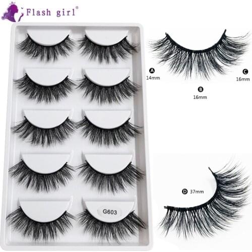 Flash GirL cruelty free G603 3D mink eyelashes private label 8 styles 5 pairs hot sale lashes custom packaging