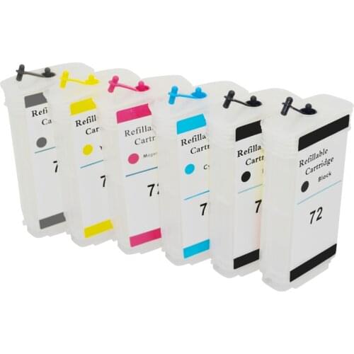 6 Colors Refillable Ink Cartridge with Chip Compatible for HP72 for HP 72 DesignJet T610 T770 T790T1100 T1120 T1200 T1300 T2300