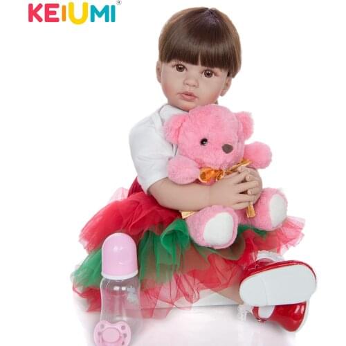 KEIUMI Lovely 24 Inch Flower Princess Reborn Toddler Girl Doll Silicone vinyl Lifelike Bonecas Lovely Baby Doll Reborn menina