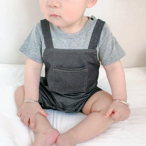 Boys Jumpsuit Summer Denim Newborn Baby Boys Clothes Kids Playsuit Pocket Toddler Romper Cotton Infant Outfits Onesie Overalls