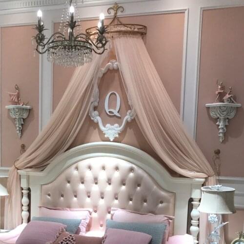 Princess Crown Retro Bed Curtain Girl Children Room Decor Lovely Bedside Yarn Net Romantic Princess Tents Bed Canopy Valance