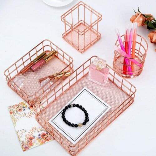 Wrought Iron Storage Basket Box Home Desktop Debris Basket Organize Storage Racks Fruit Storage Basket