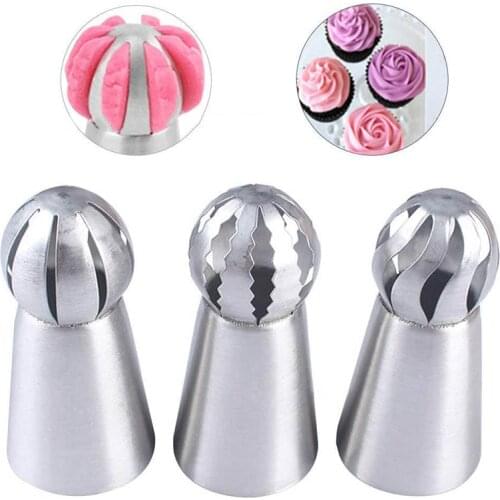 Lace Mold Cake Icing Nozzles Spherical Baking Accessories Kitchen Gadgets Cake Decorating Tools 3Pcs Stainless Steel