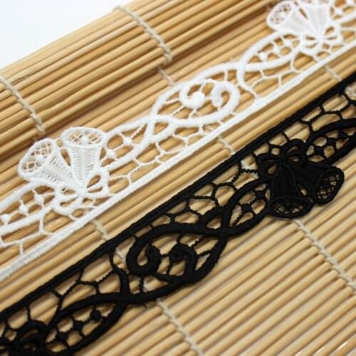 Cusack 2 yards 3.2 cm BELL Lace Trim Ribbon Tape for Costume Trimmings Home Textiles DIY Sewing Off White Black Lace Fabric