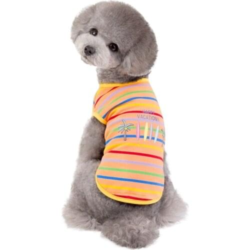 Cotton Pet Clothing Summer Breathable Dog Clothes Stripe Puppy Dog Vest T-shirt for Small & Medium Dogs