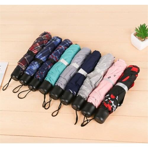 Hot Wind And Rain Resistant Folding Creative Tri-Fold Umbrella Fashion Strong Windproof Simple Sunscreen Rain Umbrellas Parasol