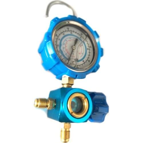 R410A R22 R134A Refrigerant High/Low Pressure Gauge 1/4 Auto Car Air Conditioning Refrigerant Pressure Gauge Tool Blue