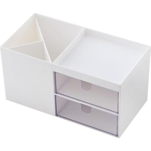 Multi-function Desktop Pen Holder Office School Storage Case Plastic Pen Box Desk Pencil Organizer Clear