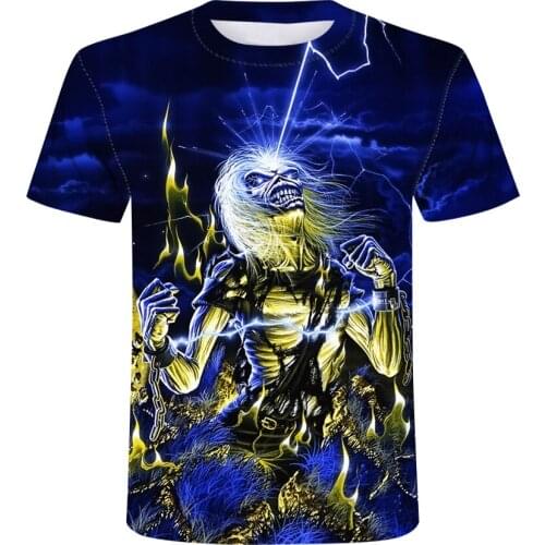 2020 New 3D heavy metal skull t-shirt Punk festival rock t shirt Men Printed Casual Tshirt O Neck Hip Hop Short Sleeve Plus-Size