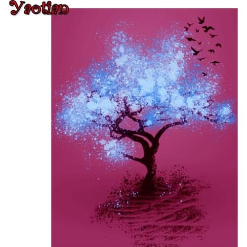 Full Square Round Drill 5D DIY Diamond Painting Abstract Landscape Fluorescent Tree bird 3D Embroidery mosaic Cross Stitch kit