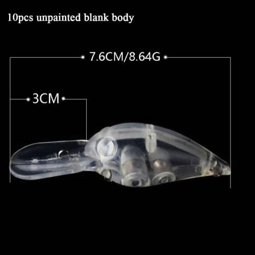WAVES Fish 10PCS 8.54cm 6.76g Unpainted Crabkbaits Transparent Baits Blank Gill Hard Lures 3D Fishing Minnow Wobblers Isca Pesca