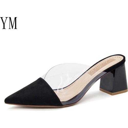 2019 New PVC Womens Sandals Summer Pointed toe and transparent beach shoes