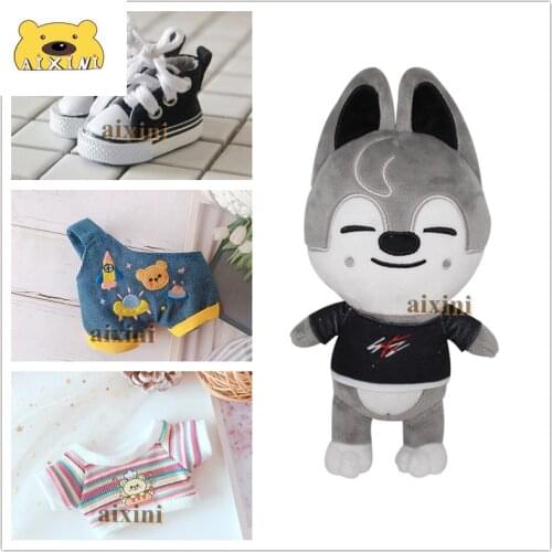 20cm Skzoo Clothes Plushies Skzoo Plush Cloth Stray Kid Stuffed Animal Coat Kawaii Uniform Sweater Shirt Overalls Skz Stay Doll