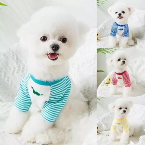 Dinosaur Vest Dog Autumn Clothes Pet Stripe Patchwork Shirts Puppy Warm Clothing For Chihuahua Frence Bulldog Costume Ropa Perro