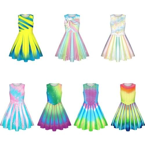 Teenager Girls Dress Dress Halloween Carnival Polyester Costume Princess Girls Unicorn Outfit Children Summer Casual Clothing