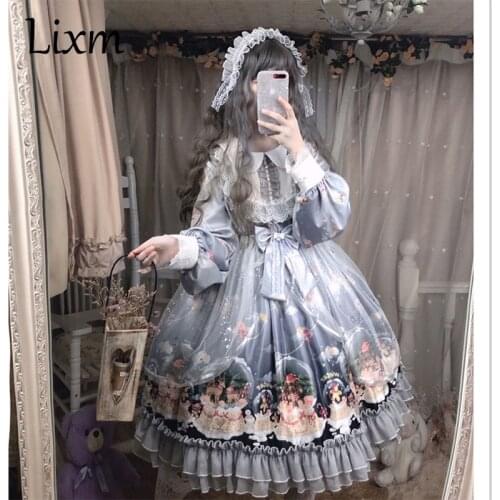 Lolita Dress Japanese Girl Cute Soft Girl loli Kawaii Sweet Chiffon Tea Party Dress New Lolita Dresses