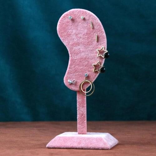 Earring Display Stand Jewelry Display Rack Stand Muti-purpose Ear-shaped Flannel Earring Holder Organizer for Earring