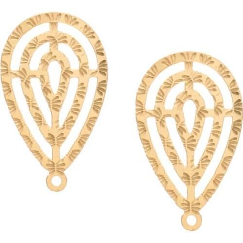 Waterdrop Stainless Steel Hollow Bohemian Stud Earring Posts Blank Base with Gold Plated Secure Earring Backs for DIY Earring