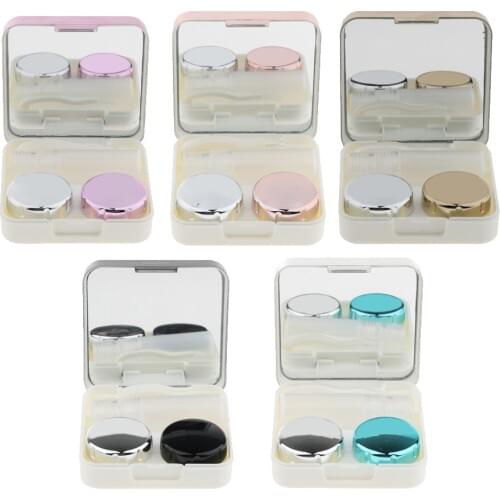 Portable Mirror Contact Lens Case Travel Kit, includes Solution Bottle, Mirror, Tweezer,Lens Holder, Stick Connections